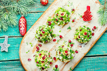 Appetizing Christmas canapes.