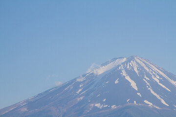 Fototapeta na wymiar Close up Mt Fuji with snow in winter at Japan