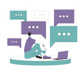 Girl sitting on the floor. Vector flat color