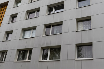 Fragment of the facade of a residential city building.