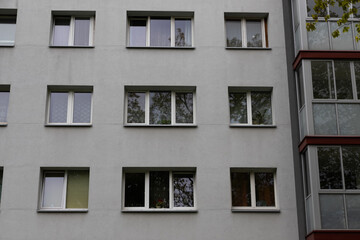 Fragment of the facade of a residential city building.