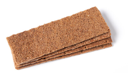 Thin rye crispbread isolated on a white background.