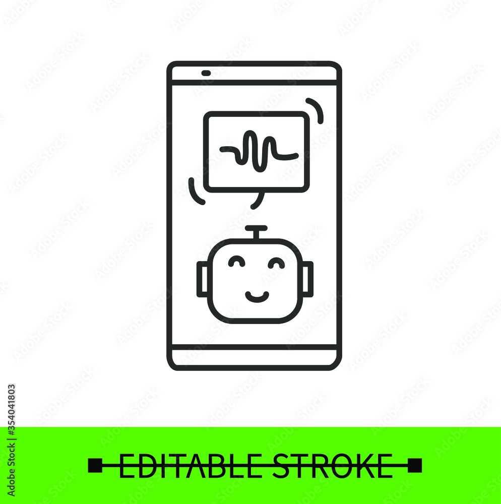 Poster voice assistant icon.digital assistance service with chatbot on smart phone for app or gadget.chat r