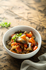 Homemade vegetable stew with herbs