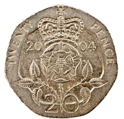 Twenty pence coin isolated