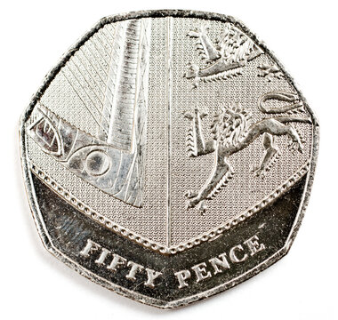 Fifty Pence Coin Isolated