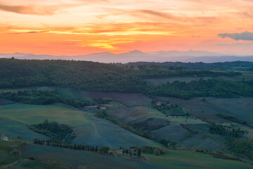 September sunset in the vicinity of Montepulciano, Italy