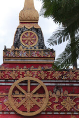 Obraz premium Architectural detail of a temple gateway installation in Siamese Lao PDR, Southeast Asia