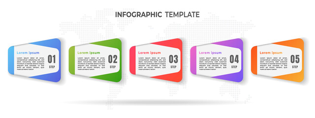 Modern timeline infographic template 5 step.