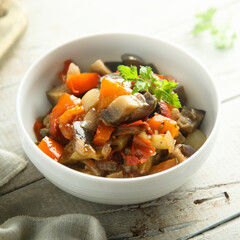 Homemade vegetable stew with herbs