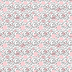 Abstract seamless background with polka dots and lines.  Pink polka dot. Background with geometric shapes.