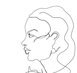 Profile girl line art illustration
