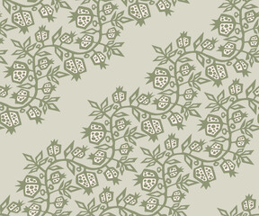 Seamless pattern with wild pomegranate ornamental decorative background. Vector pattern. Print for textile, cloth, wallpaper, scrapbooking