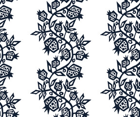 Seamless pattern with wild pomegranate ornamental decorative background. Vector pattern. Print for textile, cloth, wallpaper, scrapbooking