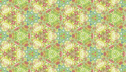 Abstract seamless pattern, background. Vintage kaleidoscope. Useful as design element for texture and artistic compositions. - 354046403