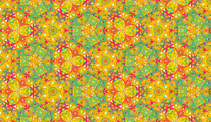 Abstract seamless pattern, background. Colorful kaleidoscope. Useful as design element for texture and artistic compositions. - 354046484