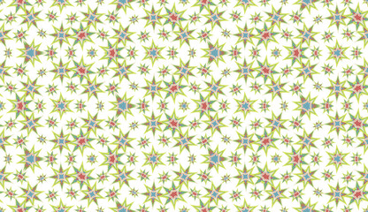 Abstract seamless pattern, background. Colorful kaleidoscope on white. Useful as design element for texture and artistic compositions. - 354046600