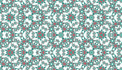 Abstract seamless pattern, background. Colored kaleidoscope on white. Useful as design element for texture and artistic compositions. - 354046634