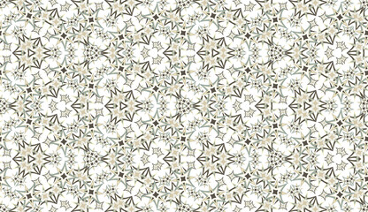 Abstract seamless pattern, background. Vintage colored kaleidoscope on white. Useful as design element for texture and artistic compositions. - 354046693