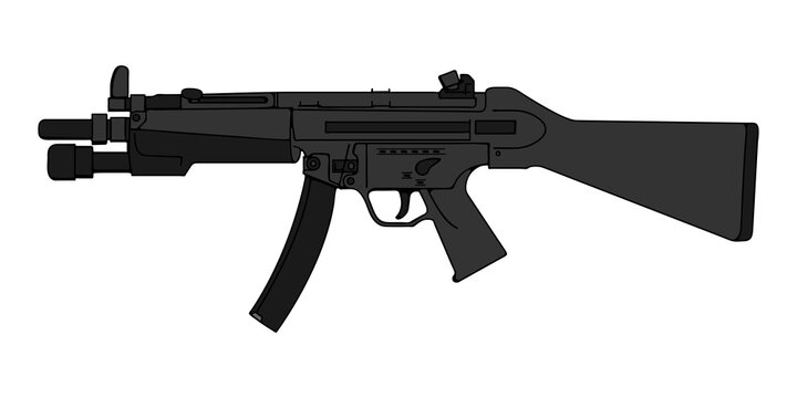 MP5- German Submachine Gun. Vector illustration