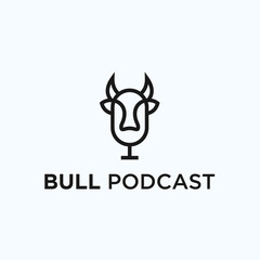 bull podcast logo. microphone logo