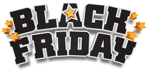 Illustrated Black Friday 3d typography headline on white background