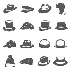 Hat icon set, traditional head wear accessory