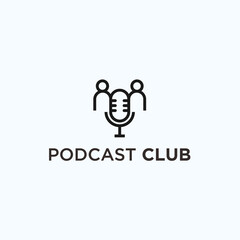 podcast club logo. microphone logo