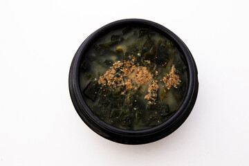 Korean food Seaweed Soup with Perilla which is called Deuikkae Miyeok-guk