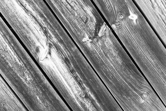 old boards with visible texture. black and white photo