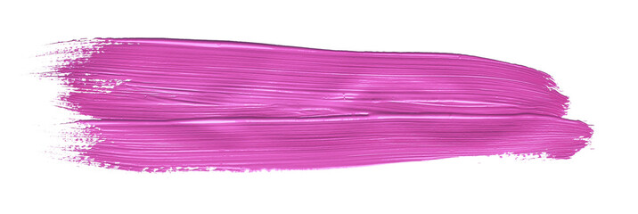 Red colored brush stroke paiting over isolated background, canvas watercolor texture, pink lipstick smudge