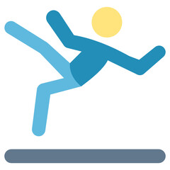 pedestrian accident concept vector color icon design, urban parks and open spaces Signage on white background, Slippery Surfaces Symbol 