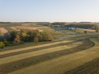 Fototapeta na wymiar Aerial view of agricultural fields in Eastern Pennsylvania. 