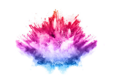 abstract powder splatted background. Colorful powder explosion on white background. Colored cloud. Colorful dust explode. Paint Holi.