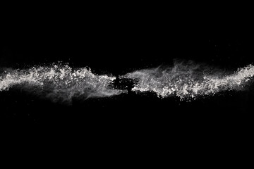 White powder explosion on black background. Colored cloud. Colorful dust explode. Paint Holi.