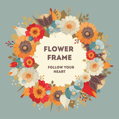 Vintage style flowers can be used as floral frames for invitations, cards, labels, discount cards, sales, for printing on paper and fabric.