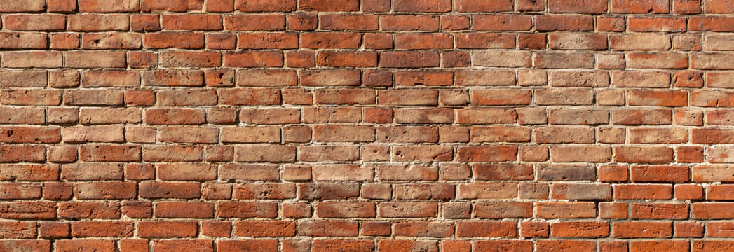 texture of old red brick wall background