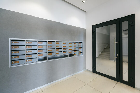 Mailboxes In The Lobby Of An Apartment Building