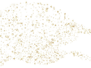 Memphis style geometric confetti vector background of triangle circle square shapes, chevron wavy lines.