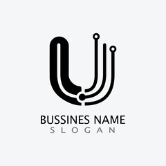 U Letter icon Template