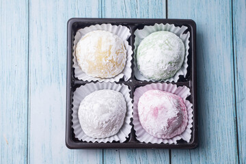 Traditional Chinese cake Breaded on a wooden floor