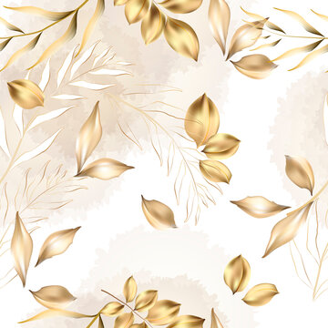 Gold Leaves Design Set Isolated White Background Leaf Print Gold Stock  Photo by ©Elenavic 237684350