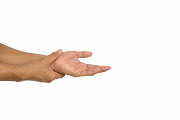 Empty hand holding isolated on the white background.