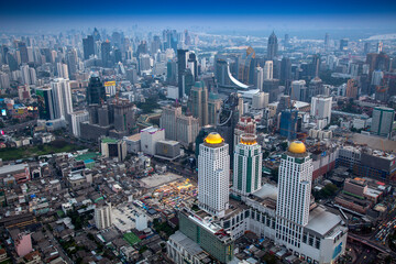 Aerial view,Skyline of Bangkok, Bangkok, Thailand, Asia
