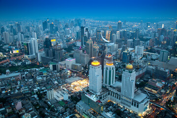 Fototapeta na wymiar Aerial view,Skyline of Bangkok, Bangkok, Thailand, Asia