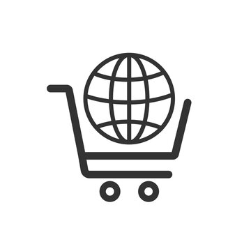 put in shopping cart, Globe icon. vector design