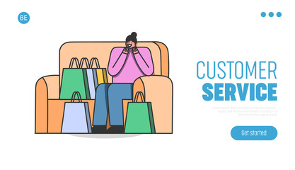 Online shopping landing page template. Web customer service, retail store and delivery concept