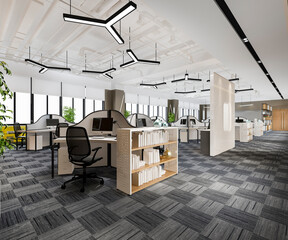 3d rendering business meeting and working room on office building
