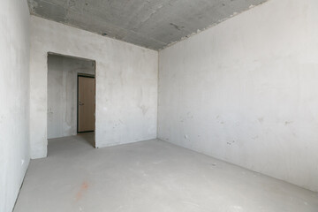 interior of the apartment without decoration in gray colors