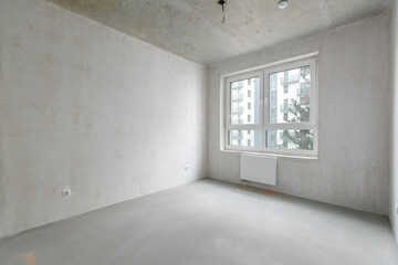 interior of the apartment without decoration in gray colors